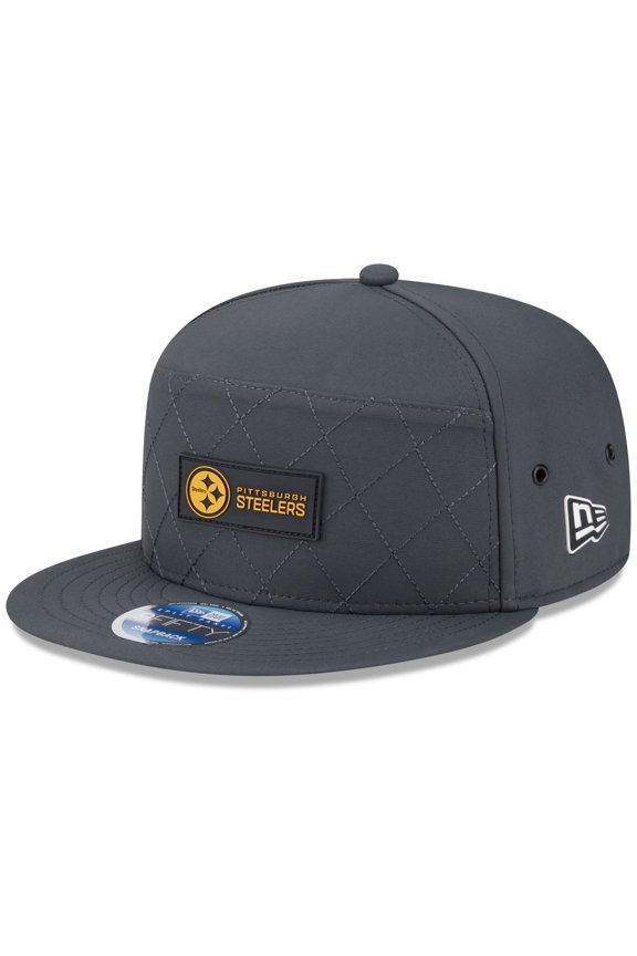 Men's New Era Charcoal Pittsburgh Steelers 2025 Sideline Cold Weather Split Panel 9FIFTY Snapback Hat