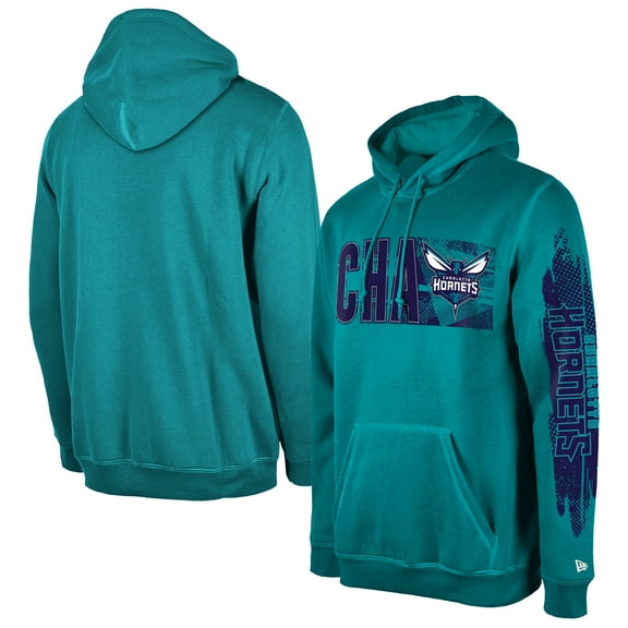 Men's New Era Charlotte Hornets Teal Tip-Off Collection Pullover Hoodie