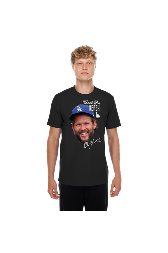 Men's New Era Clayton Kershaw Black Los Angeles Dodgers  Retirement Photo T-Shirt