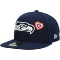 thumbnail image 1 of Men's New Era College Navy Seattle Seahawks Chain Stitch Heart 59FIFTY Fitted Hat, 1 of 5