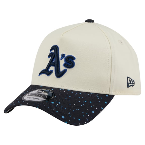 Men's New Era Cream Athletics Speckle A-Frame 9FORTY Adjustable Hat