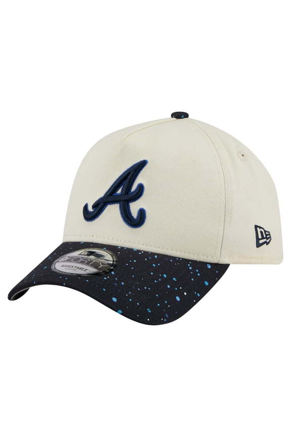 Men's New Era Cream Atlanta Braves Speckle A-Frame 9FORTY Adjustable Hat