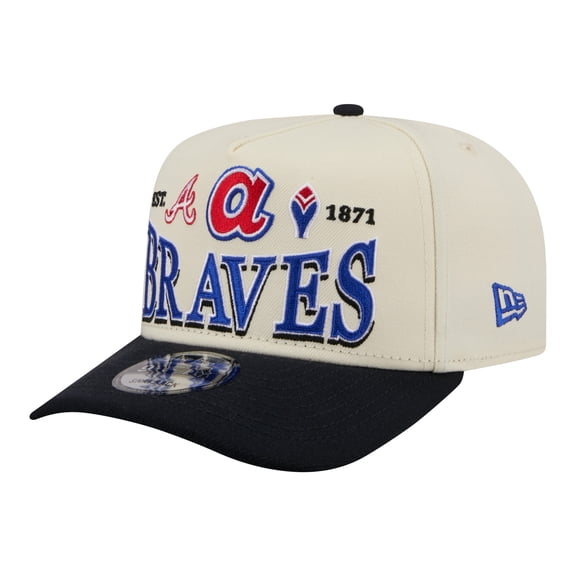 Men's New Era Cream Atlanta Braves Throwback Tri-Hit A-Frame 9FIFTY Adjustable Hat