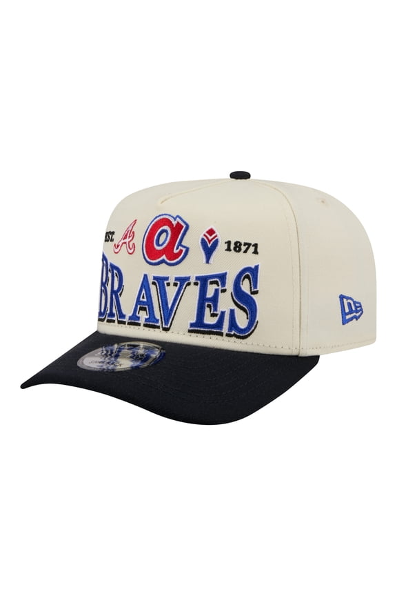 Men's New Era Cream Atlanta Braves Throwback Tri-Hit A-Frame 9FIFTY Adjustable Hat