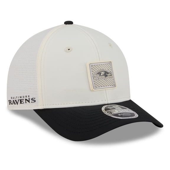 Men's New Era Cream/Black Baltimore Ravens 2026 NFL Training Camp 9FORTY Adjustable Hat
