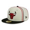 thumbnail image 1 of Men's New Era Cream/Black Chicago Bulls Piping 2-Tone 59FIFTY Fitted Hat, 1 of 6