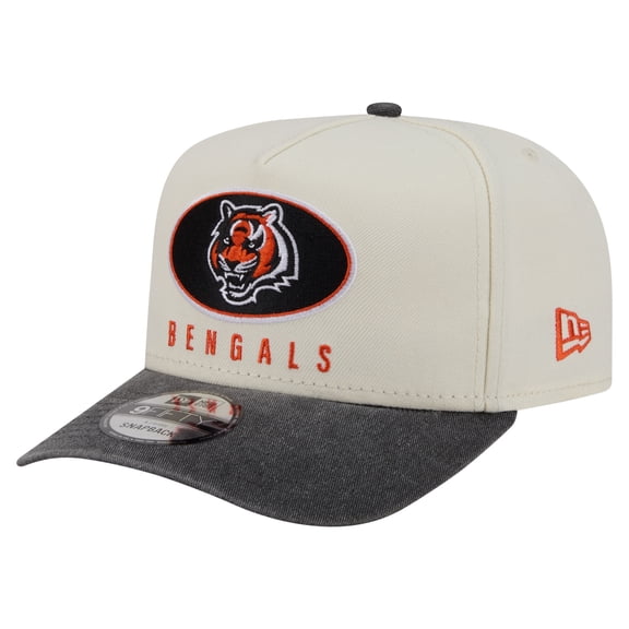 Men's New Era Cream/Black Cincinnati Bengals Washed A-Frame 9FIFTY Snapback Hat