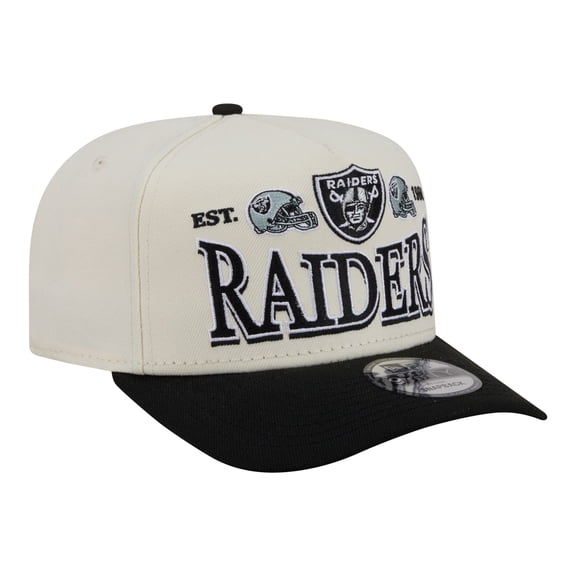 Men's New Era Cream/Black Las Vegas Raiders A-Frame 9FIFTY Snapback Hat