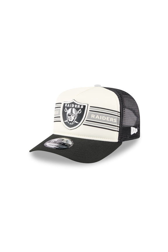 Men's New Era  Cream/Black Las Vegas Raiders Banner A-Frame 9FIFTY Trucker Snapback Hat