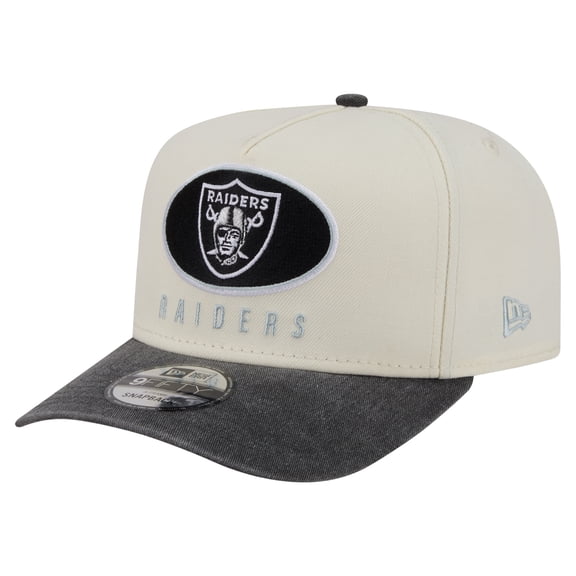 Men's New Era Cream/Black Las Vegas Raiders Washed A-Frame 9FIFTY Snapback Hat