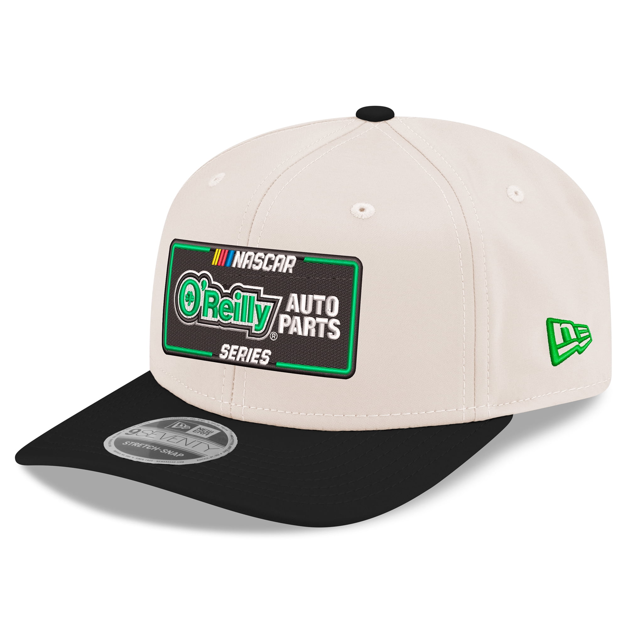 Men's New Era Cream/Black NASCAR O'Reilly Auto Parts Series 9SEVENTY Stretch-Snap Hat