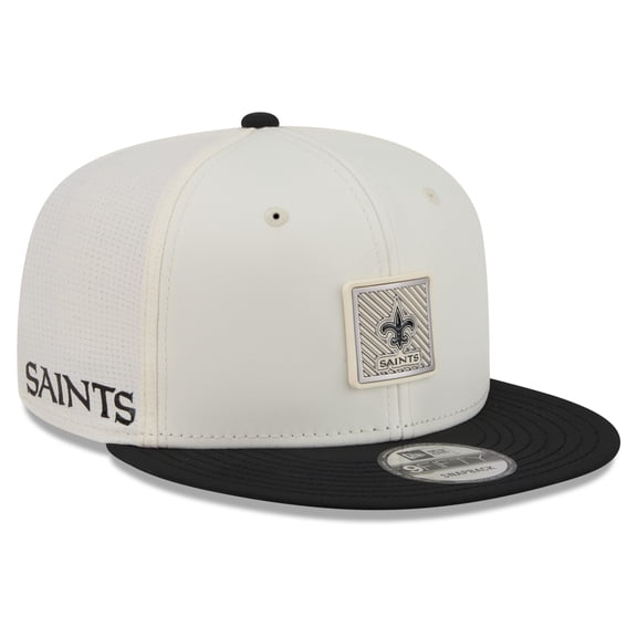 Men's New Era Cream/Black New Orleans Saints 2026 NFL Training Camp 9FIFTY Snapback Hat