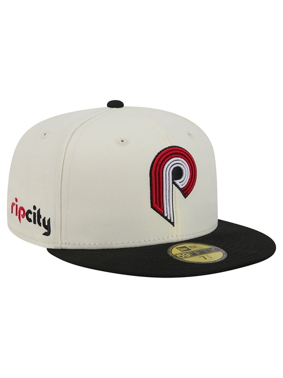 Men's New Era Cream/Black Portland Trail Blazers Deceptor 59FIFTY Fitted Hat