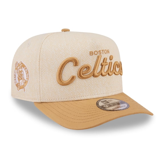 Men's New Era  Cream Boston Celtics Herringbone 9FIFTY A-Frame Snapback Hat