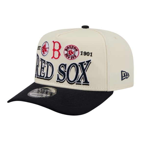 Men's New Era Cream Boston Red Sox Throwback Tri-Hit A-Frame 9FIFTY Adjustable Hat