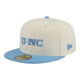 thumbnail image 1 of Men's New Era  Cream/Carolina Blue North Carolina Tar Heels Two-Tone Script 59FIFTY Fitted Hat, 1 of 5