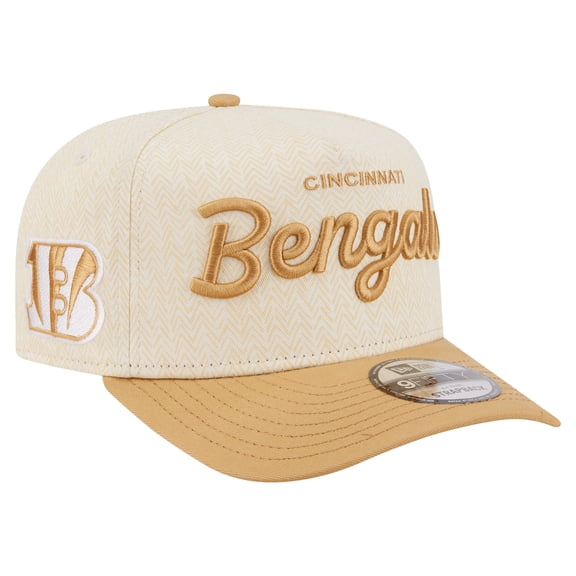 Men's New Era Cream Cincinnati Bengals Herringbone 9FIFTY A-Frame Snapback Hat