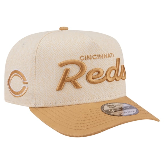 Men's New Era  Cream Cincinnati Reds Herringbone 9FIFTY A-Frame Snapback Hat