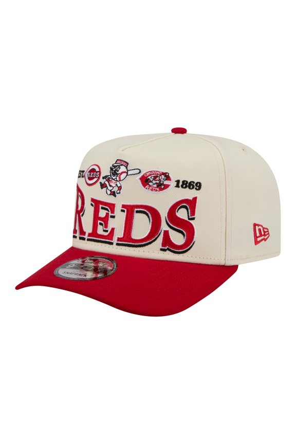 Men's New Era Cream Cincinnati Reds Throwback Tri-Hit A-Frame 9FIFTY Adjustable Hat