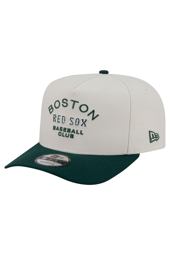 Men's New Era  Cream/Dark Green Boston Red Sox Chrome A-Frame 9FIFTY Snapback Hat