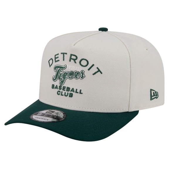 Men's New Era  Cream/Dark Green Detroit Tigers Chrome A-Frame 9FIFTY Snapback Hat