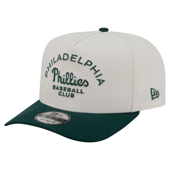 Men's New Era Cream/Dark Green Philadelphia Phillies Chrome A-Frame 9FIFTY Snapback Hat