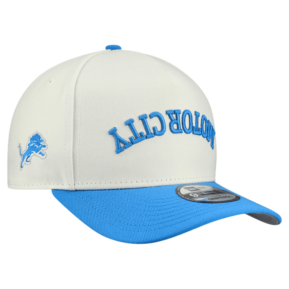 Men's New Era Cream Detroit Lions Upside Down 9FIFTY A-Frame Snapback Hat