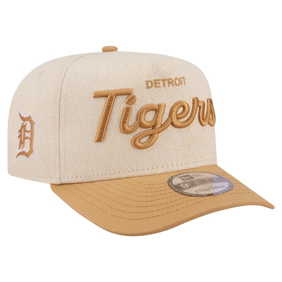 Men's New Era  Cream Detroit Tigers Herringbone 9FIFTY A-Frame Snapback Hat