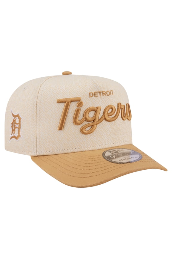 Men's New Era Cream Detroit Tigers Herringbone 9FIFTY A-Frame Snapback Hat