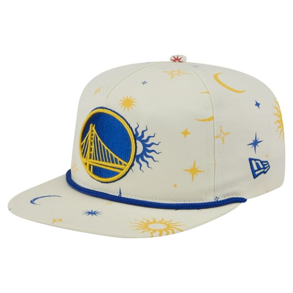 Men's New Era Cream Golden State Warriors Lunar Golfer Snapback Hat