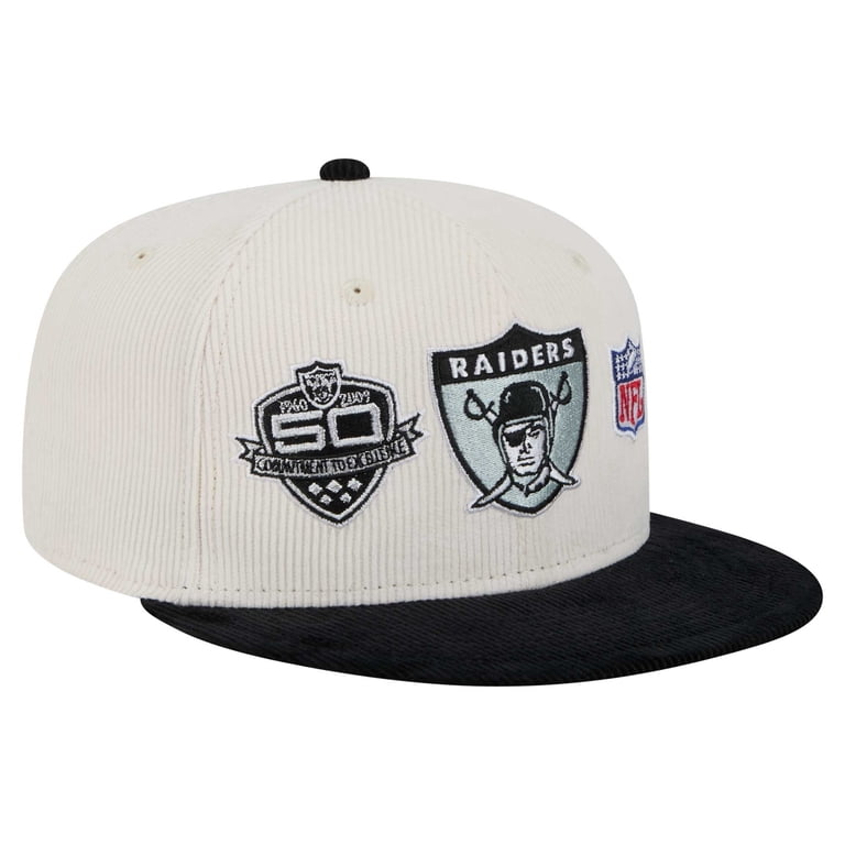 Men's New Era Cream/Gray Las Vegas Raiders Throwback Corduroy