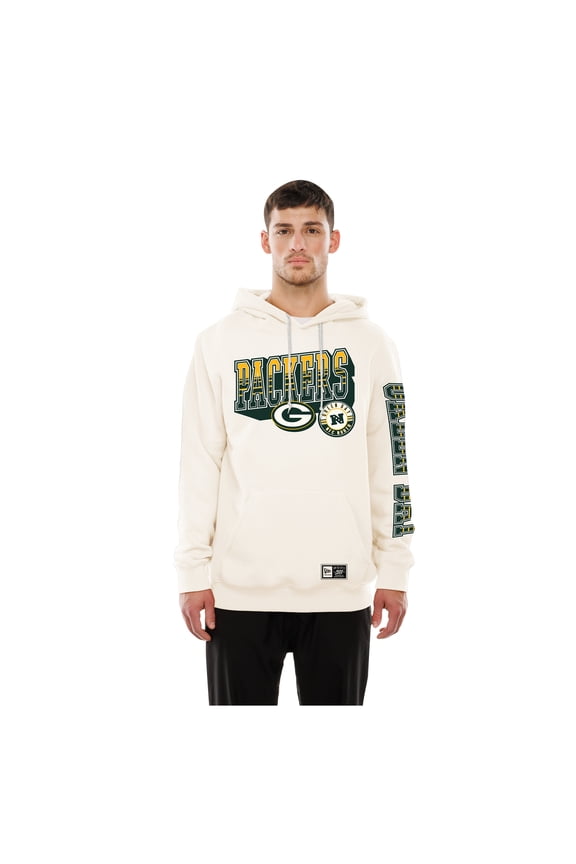 Men's New Era Cream Green Bay Packers Dune Dust Hoodie