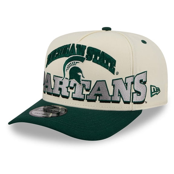 Men's New Era Cream/Green Michigan State Spartans March Madness Historic Collection 9FIFTY A-Frame Snapback Hat