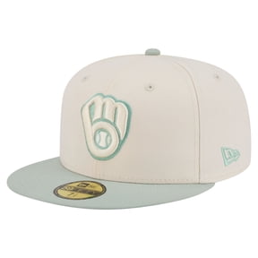 Men's New Era Cream/Green Milwaukee Brewers Color Pack 59FIFTY Fitted Hat