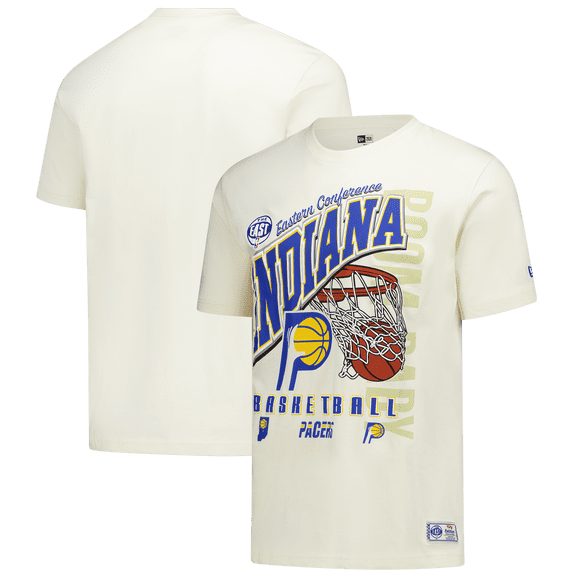 Men's New Era  Cream Indiana Pacers Oversized City Edition Remix Vintage T-Shirt