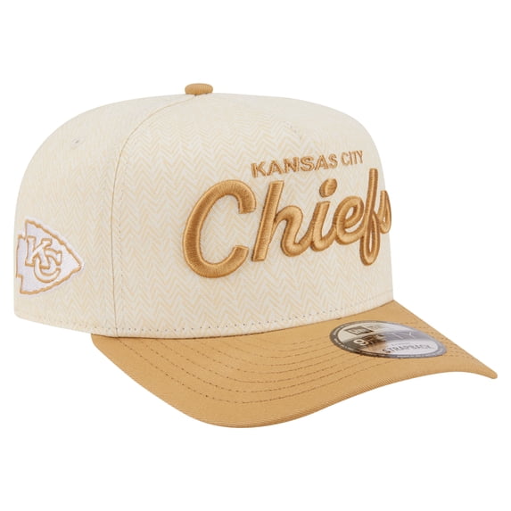 Men's New Era Cream Kansas City Chiefs Herringbone 9FIFTY A-Frame Snapback Hat