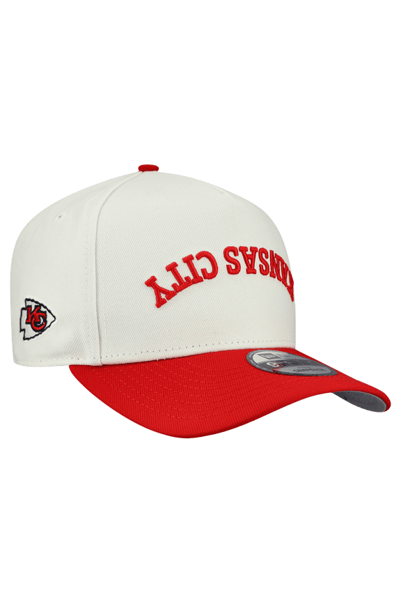 Men's New Era Cream Kansas City Chiefs Upside Down 9FIFTY A-Frame Snapback Hat
