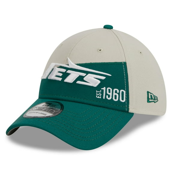 Men's New Era Cream/Kelly Green New York Jets 2023 Sideline Historic 39THIRTY Flex Hat