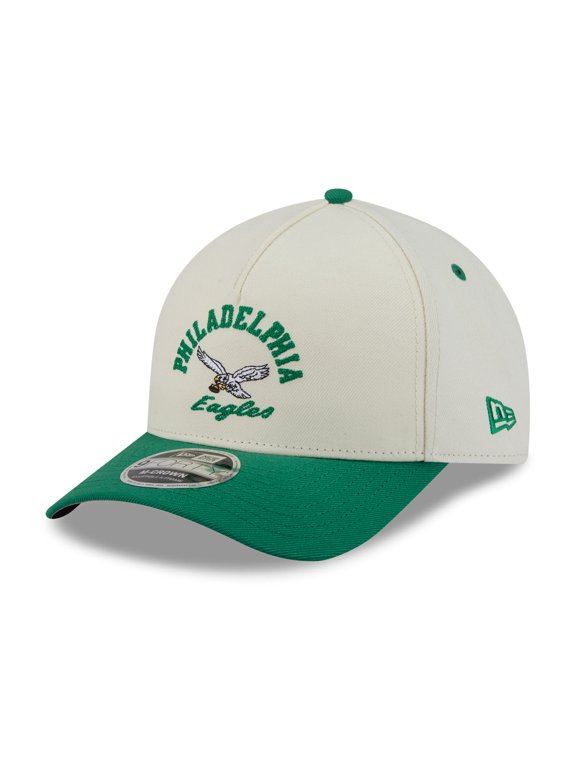Men's New Era Cream/Kelly Green Philadelphia Eagles Throwback Arch 9FORTY A-Frame M-Crown Adjustable Hat