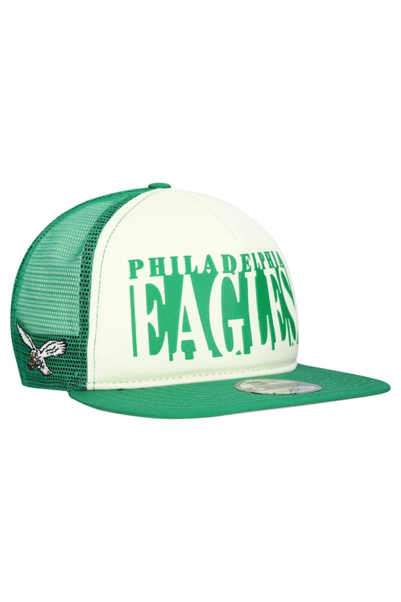 Men's New Era Cream/Kelly Green Philadelphia Eagles Throwback Cutout A-Frame 9FIFTY Snapback Hat