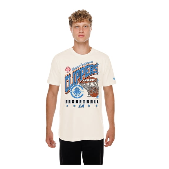 Men's New Era Cream LA Clippers Oversized City Edition Remix Vintage T-Shirt