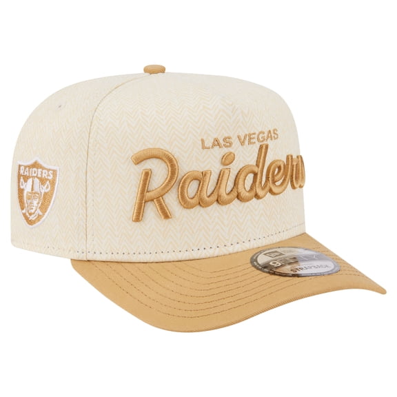 Men's New Era Cream Las Vegas Raiders Herringbone 9FIFTY A-Frame Snapback Hat