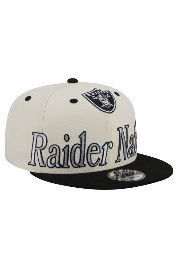Men's New Era Cream Las Vegas Raiders Oversized Slogan 9FIFTY Snapback Hat