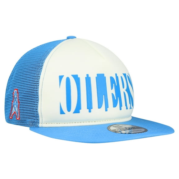 Men's New Era Cream/Light Blue Houston Oilers Gridiron Classics  Cutout A-Frame 9FIFTY Snapback Hat