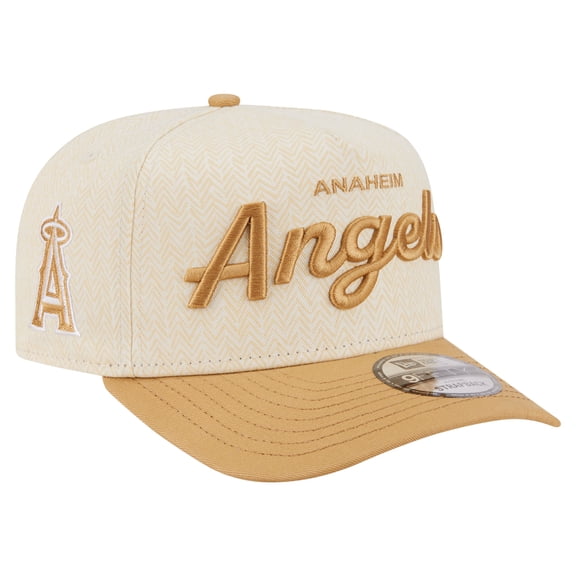 Men's New Era Cream Los Angeles Angels Herringbone 9FIFTY A-Frame Snapback Hat