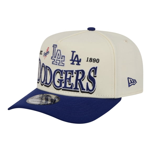 Men's New Era Cream Los Angeles Dodgers Throwback Tri-Hit A-Frame 9FIFTY Adjustable Hat