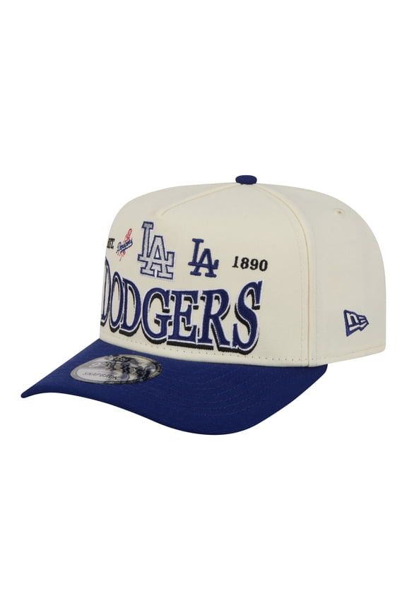 Men's New Era Cream Los Angeles Dodgers Throwback Tri-Hit A-Frame 9FIFTY Adjustable Hat