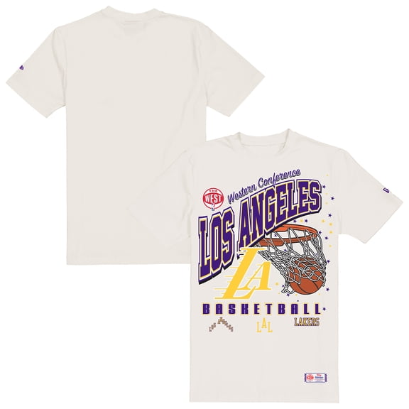 Men's New Era Cream Los Angeles Lakers Oversized City Edition Remix Vintage T-Shirt
