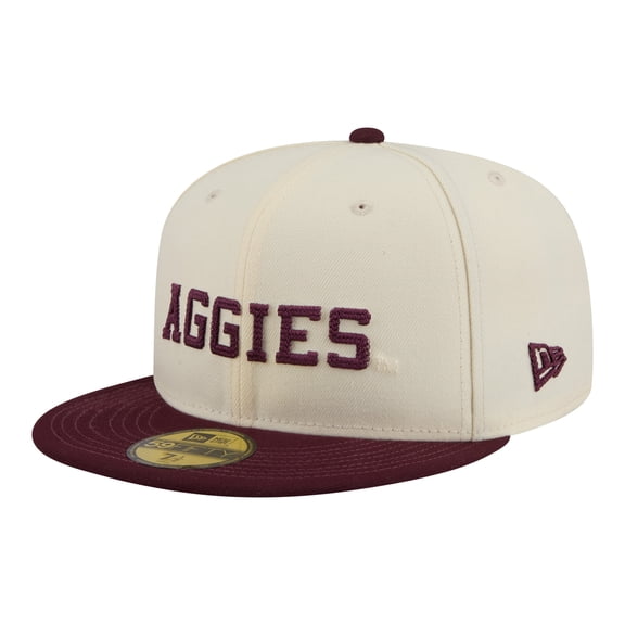 Men's New Era Cream/Maroon Texas A&M Aggies Two-Tone Script 59FIFTY Fitted Hat