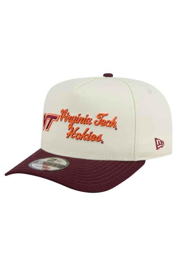 Men's New Era Cream/Maroon Virginia Tech Hokies Vintage Chainstitch 9FIFTY A-Frame Snapback Hat